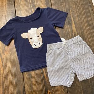 Seersucker Cow Toddler Boy Summer Outfit